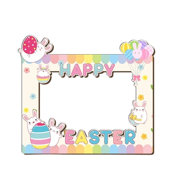 Easter Themed Wooden Photo Frame Cute Bunny Egg Happy Easter Decor Picture Holder for Family Photos Festive Spring Home Decor Multiple Adorable Designs