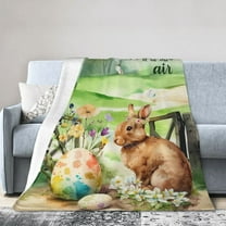 Easter Throw Blanket Farmhouse Rabbit Egg Bunny Blanket Spring Holiday Flower Floral Blanket for Couch Sofa Bed Soft Cozy Fuzzy Plush Fleece Print Blanket 50x40