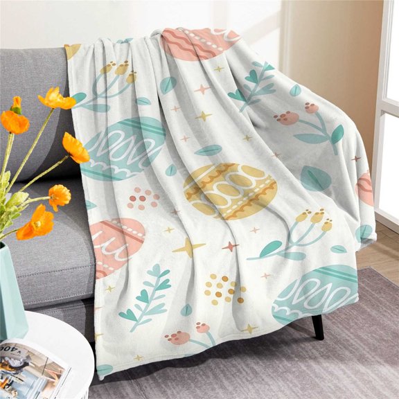 Easter Throw Blanket, Happy Easter Egg Blanket-Rabbit Blanket for Boys, Girls-Gift for Rabbit Lovers-Cozy Soft Flannel Lightweight and Warm Used for Room Bed Camping 30"x40" for Baby/Pets