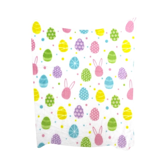 Easter Throw Blanket – Soft, Lightweight Flannel Bed Blanket for Couch or Sofa, Festive Holiday Decor, White Design