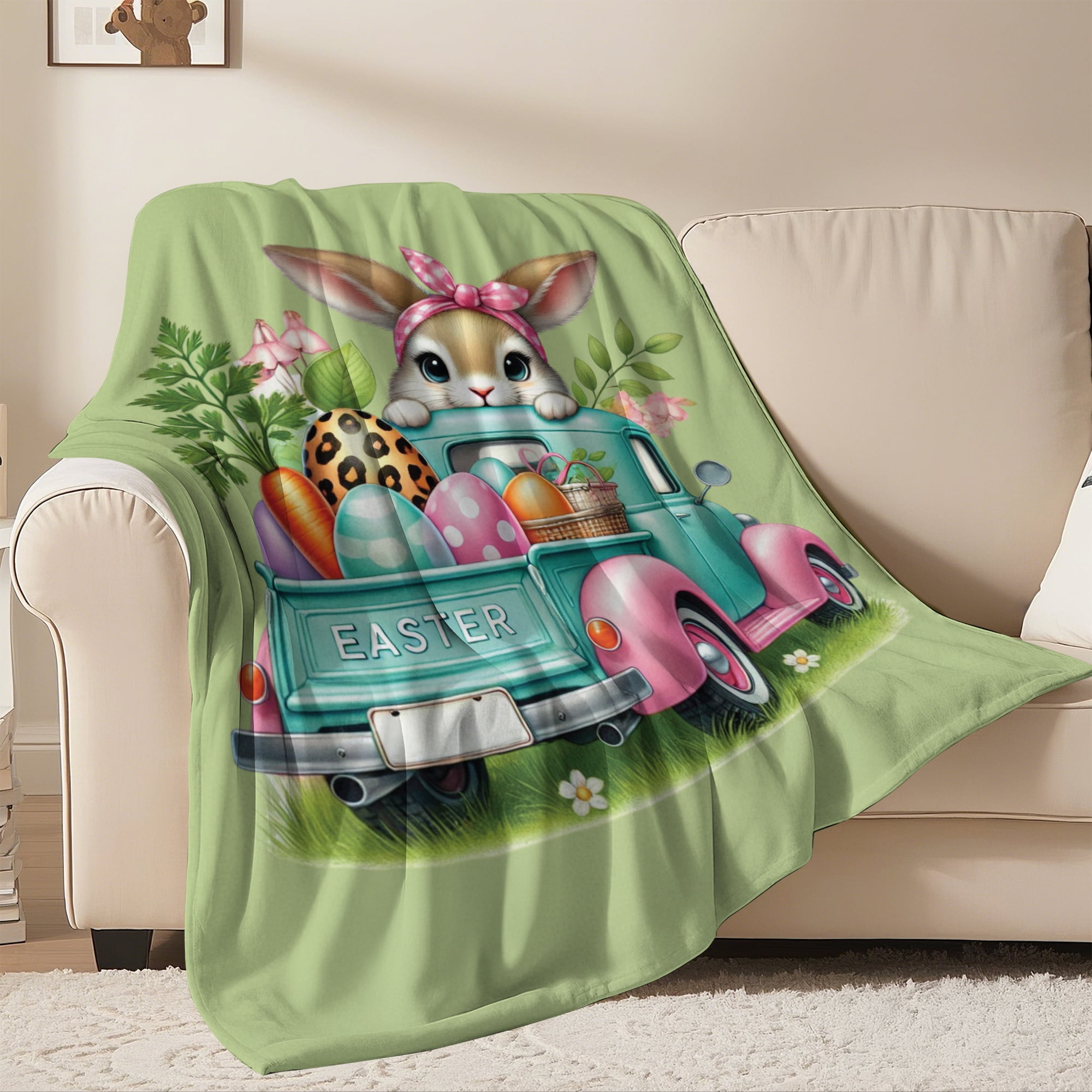 Easter Throw Blanket, Warm Fleece Flannel Bed Blanket, Lightweight Easter Blanket for Sofa Bed Couch 30"x40"