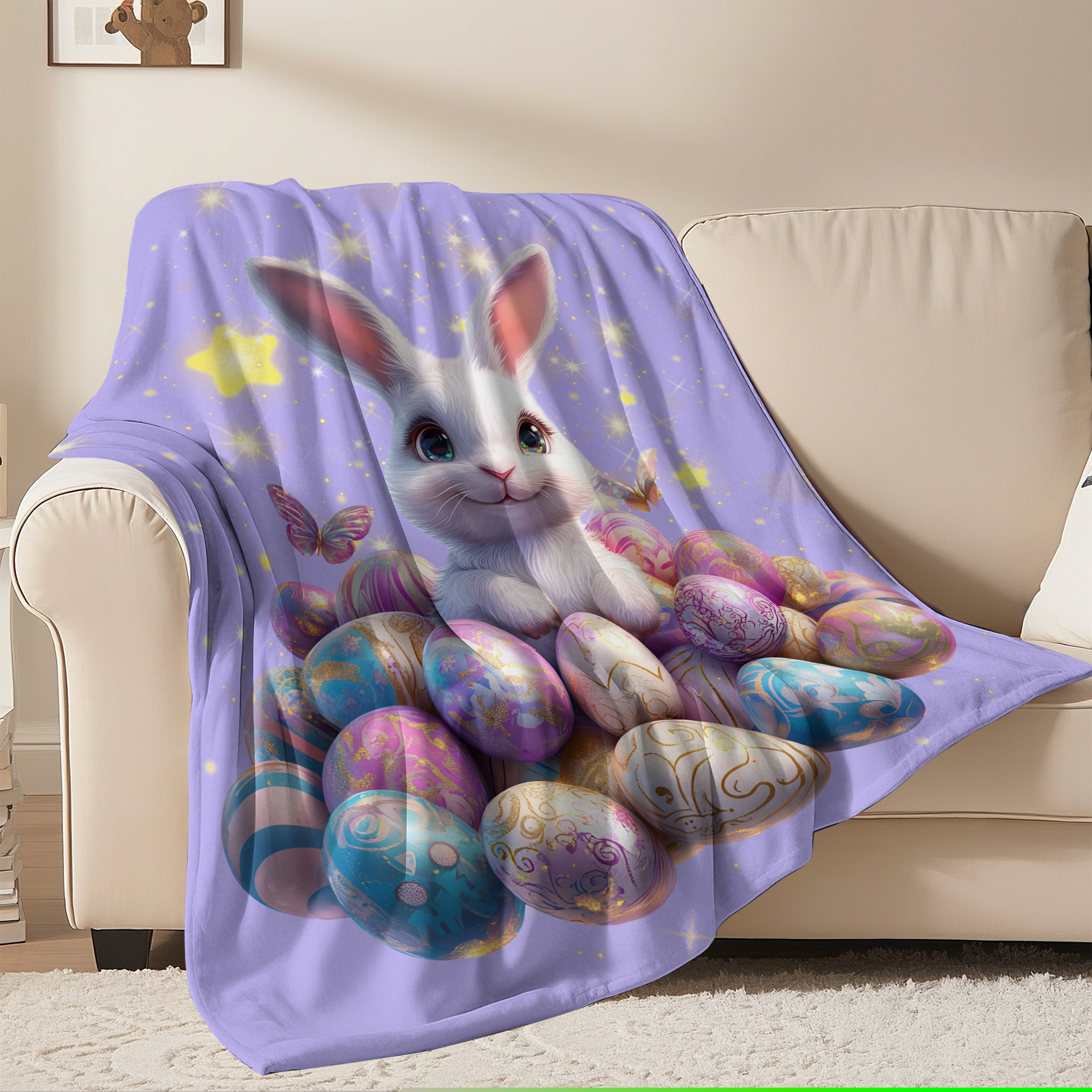 Easter Throw Blanket, Warm Fleece Flannel Bed Blanket, Lightweight Easter Blanket for Sofa Bed Couch 30"x40"