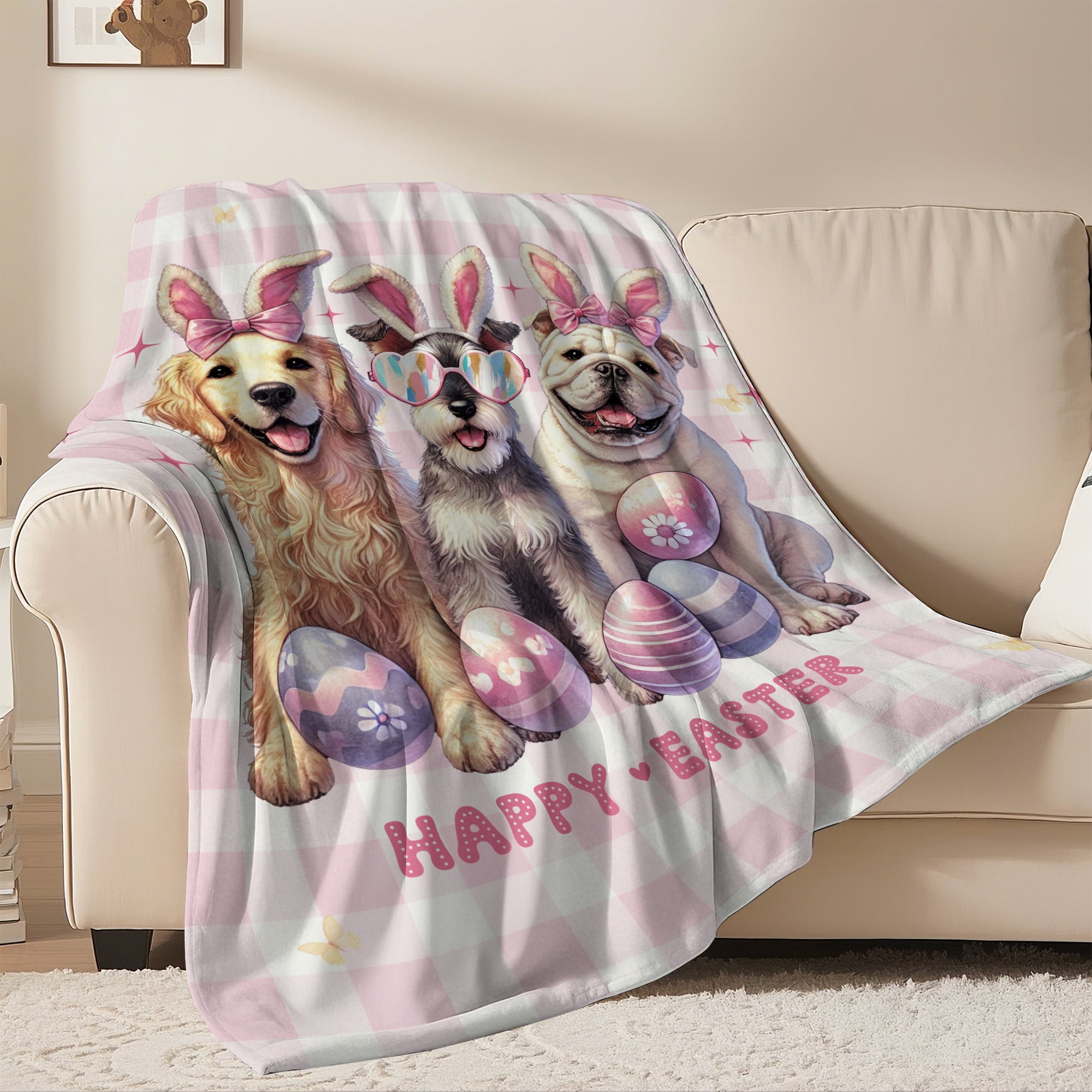 Easter Throw Blanket, Warm Fleece Flannel Bed Blanket, Lightweight Easter Blanket for Sofa Bed Couch 30"x40"
