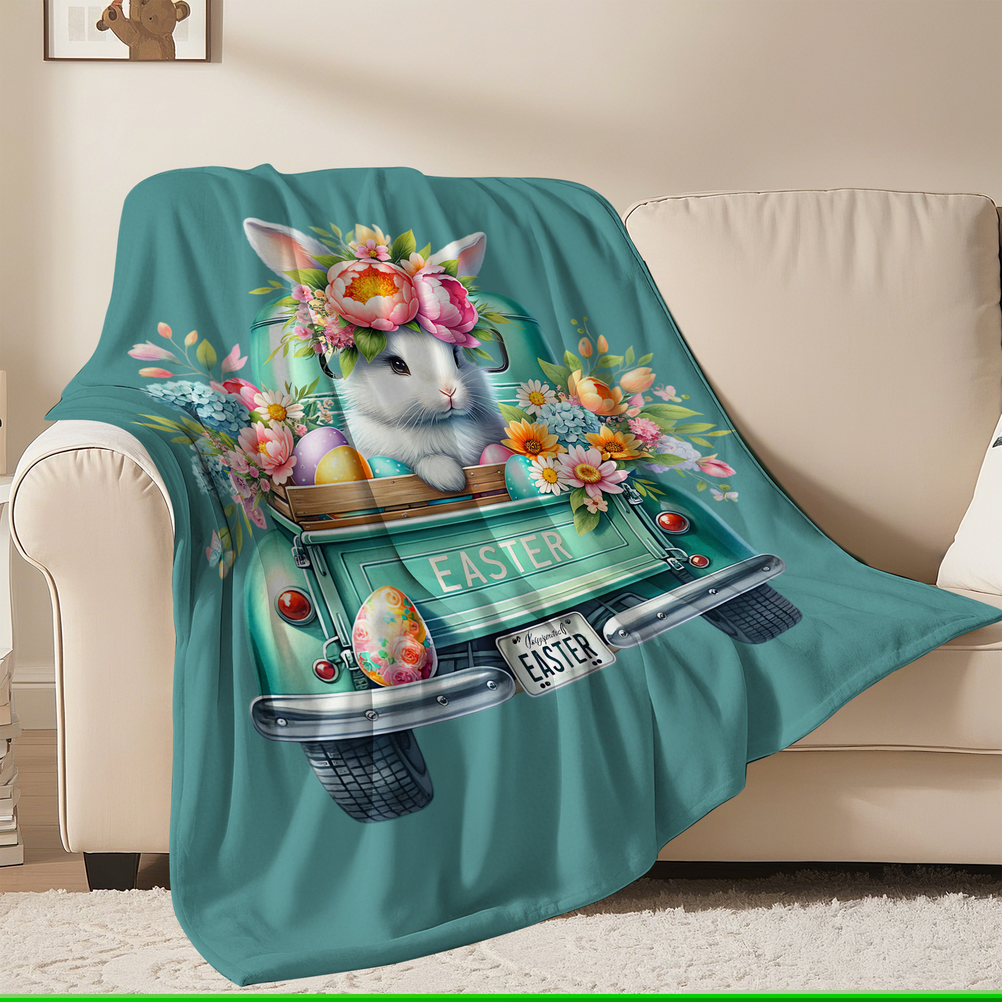 Easter Throw Blanket, Warm Fleece Flannel Bed Blanket, Lightweight Easter Blanket for Sofa Bed Couch 30"x40"
