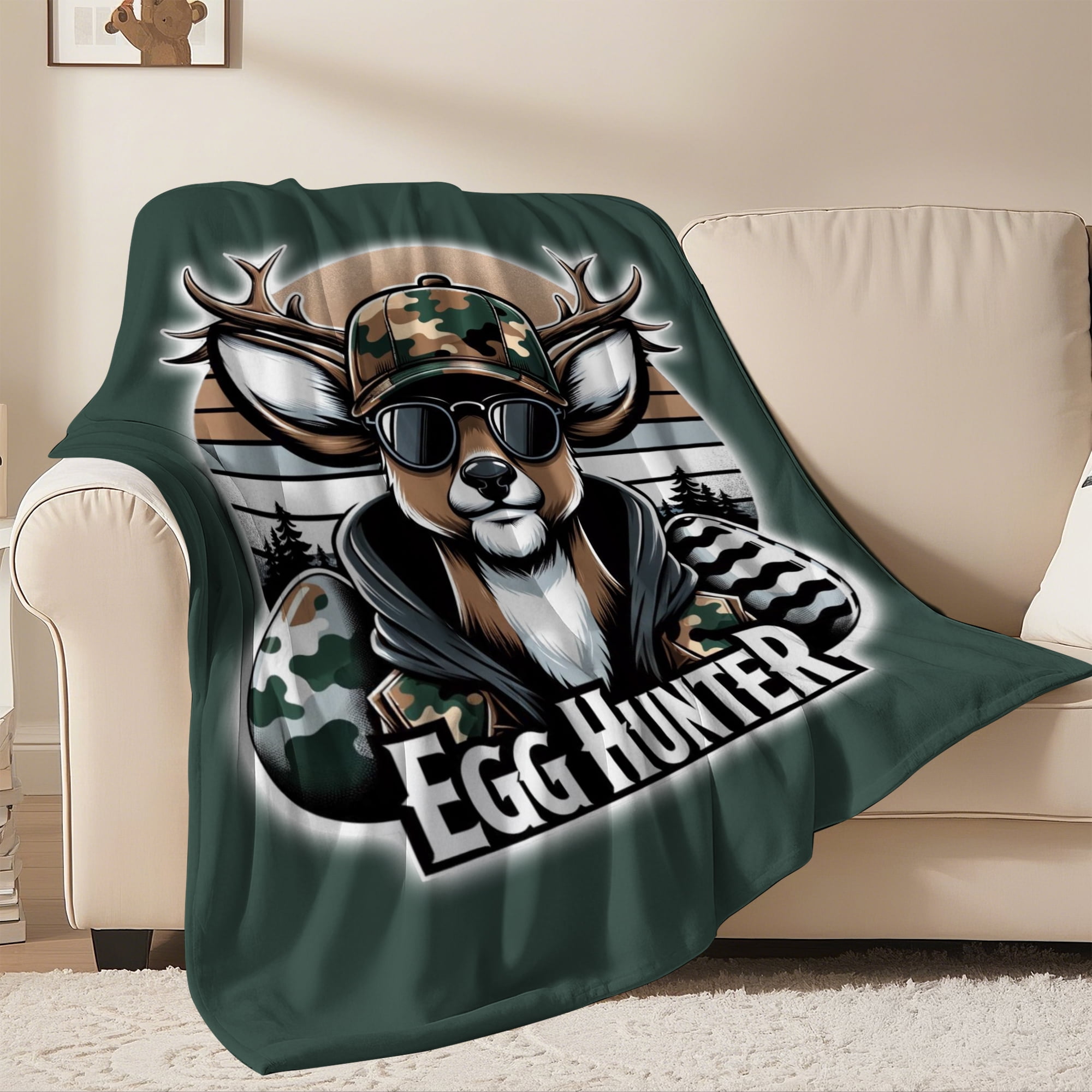 Easter Throw Blanket, Warm Fleece Flannel Bed Blanket, Lightweight Easter Blanket for Sofa Bed Couch 50"x60"