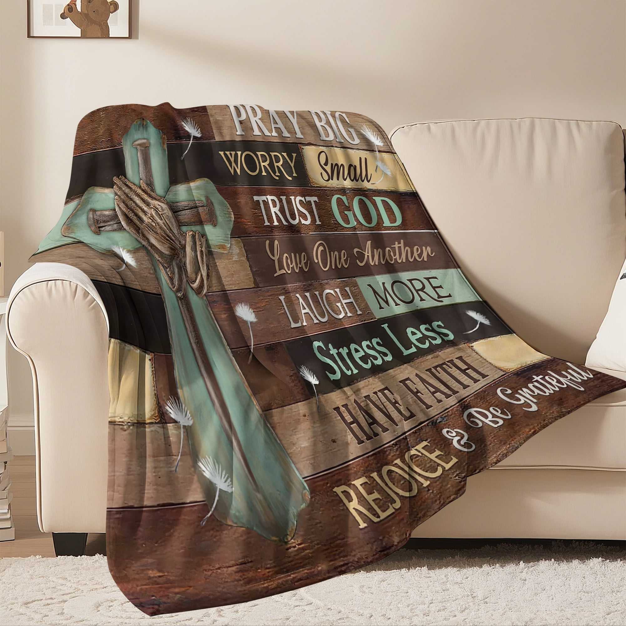Easter Throw Blanket, Warm Fleece Flannel Bed Blanket, Lightweight Easter Cross Blanket for Sofa Bed Couch 30"x40"