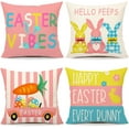 thumbnail image 1 of Easter Throw Pillow Covers 16 x 16 Inch Set of 4, Hello Peeps Bunny Spring Farmhouse Holiday Colorful Cushion Case for Home Sofa Couch Decoration TH175-16, 1 of 6
