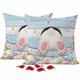 thumbnail image 1 of Easter Throw Pillow Covers 16x16 Inch Set of 2 Bunny Butt Decorative Pillow Covers Easter Rabbit Colorful Eggs Wood Grain Cushion Cover Pillowcase for Sofa Couch Bed Home Decor, 1 of 9