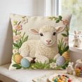 thumbnail image 1 of Easter Throw Pillow Covers 18 x 18 Inch Neutral Embroidered Bunny Rabbit Decorative Throw Pillow Covers Linen Spring Cute Bunny Pillowcases for Easter Home Living Room Bed Decor, 1 of 6