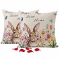 thumbnail image 1 of Easter Throw Pillow Covers 18x18 Inch Set of 2 Easter Bunny Flower Decorative Pillow Covers Spring Flower Leaves Rabbit Cushion Cover Pillowcase for Sofa Couch Bed Home Decor, 1 of 9
