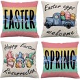 thumbnail image 1 of Easter Throw Pillow Covers 18x18 Set of 4,Easter Egg Truck Pillow Covers Spring Easter Rabbit Bunny Eggs Hunt Cushion Covers for Couch Sofa Home Outdoor Decorative 18inches, 1 of 6