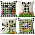 thumbnail image 1 of Easter Throw Pillow Covers 18x18 Set of 4 Spring Decorative Pillow Covers Plaid Easter Cross Bunny Eggs hunt Cushion Covers Pillow Cases for Home Outdoor Sofa Couch Decoration（18 inch）, 1 of 6