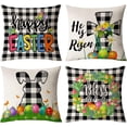 thumbnail image 1 of Easter Throw Pillow Covers 18x18 Set of 4 Spring Easter Decorative Pillow Covers Easter Cross Bunny Eggs Hunt Cushion Covers Pillow Cases for Spring Home Outdoor Sofa Couch Decoration（18 inch）, 1 of 5