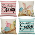 thumbnail image 1 of Easter Throw Pillow Covers 20x20 Set of 4 Spring Pillow Covers Stripe Easter Rabbit Cross Bunny Eggs Hunt Cushion Covers Pillow Cases for Couch Sofa Home Outdoor Decorative 20inches, 1 of 6