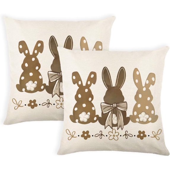 Easter Throw Pillow Covers Bunny Pillow Covers 20 x 20 Inch Set of 2 Easter Decoration Rabbit Cushion Case for Bedroom Sofa Couch Easter Holiday Festivals Home Decor White
