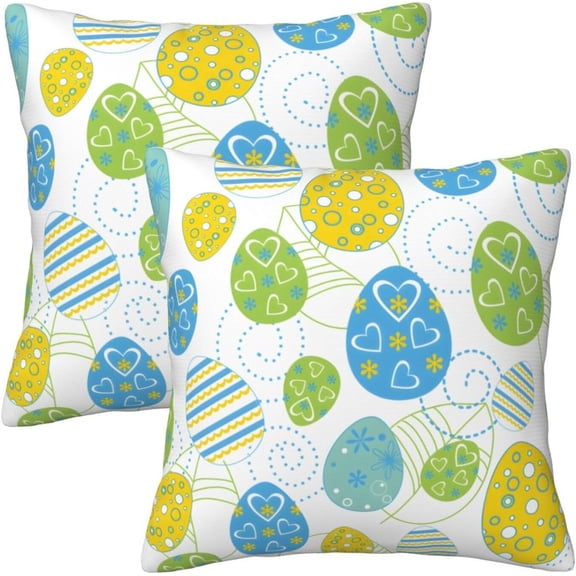 Easter Throw Pillow Covers Set of 2 Soft Pillow Case Protectors with Zipper Standard Size Pillowcase Square for Bed, Sofa, Living Room, Outdoor (16"x16")