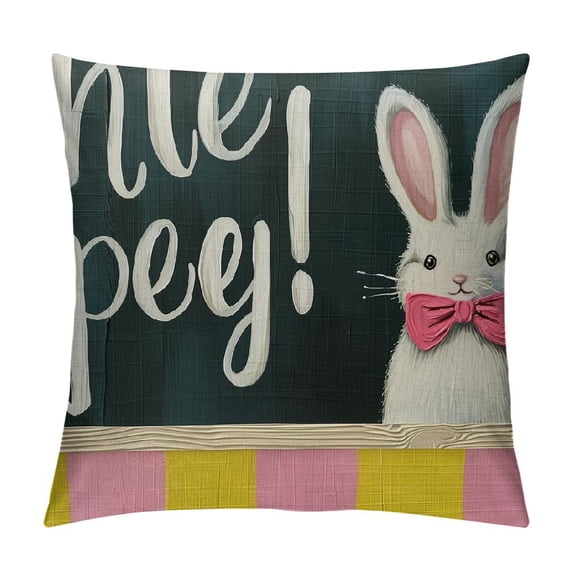 Easter Throw Pillow Covers of , Bunny Hello My Peeps Cartoon Mouse Striped Farmhouse Decorative Cushion Case Decor for Home Sofa Couch Decoration