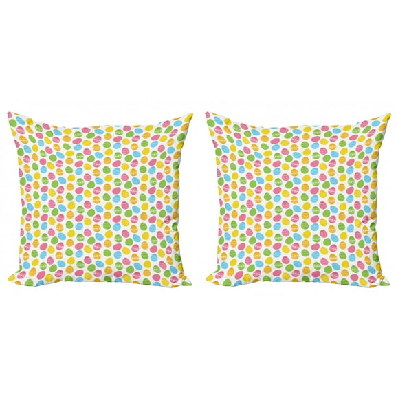 Ambesonne Easter Throw Pillow Cover 2 Pack, Greeting Spring Holiday, 20", Multicolor