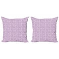 thumbnail image 1 of Easter Throw Pillow Cushion Cover Pack of 2, Monochrome Easter Theme Rabbit Eggs Flowers Leaves Rhythmic Intricate Motif Pattern, Zippered Double-Side Digital Print, 4 Sizes, Lilac White, by Ambesonne, 1 of 2