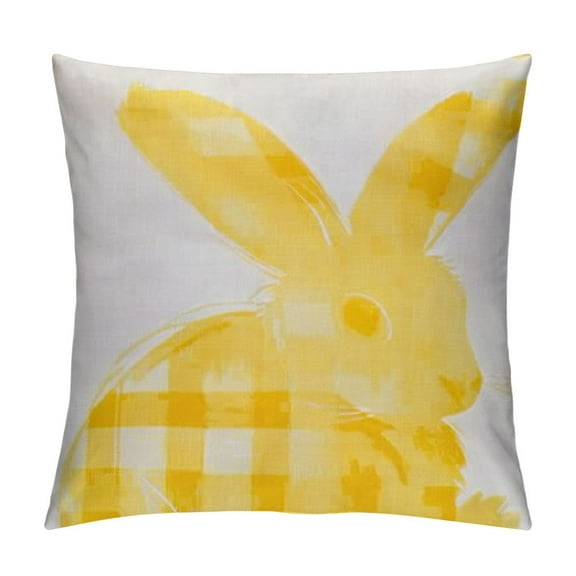 Easter Throw Pillows Checkered Bunny Pattern Easter Decorations Pillows Spring Pillows Bow Bunny Decorative Throw Pillows Linen Pillow Rabbit Holiday Cushion for Home Sofa Couch Bed Seasonal Pillow