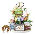 thumbnail image 1 of Easter Tiered Tray Set with Wooden Signs and Centerpiece Holders for Table Display Easter Decoration, 1 of 9