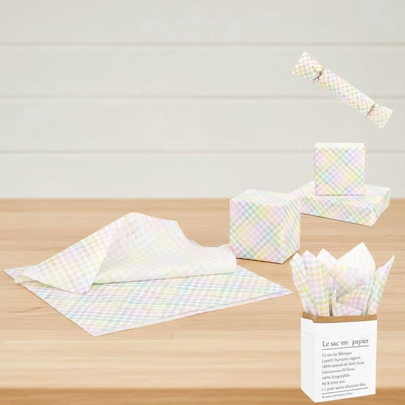 Easter Tissue Paper for Gift Wrapping Pastel Plaid Color Art Tissue Paper for Easter Party Spring Holidays DIY Craft Supplies