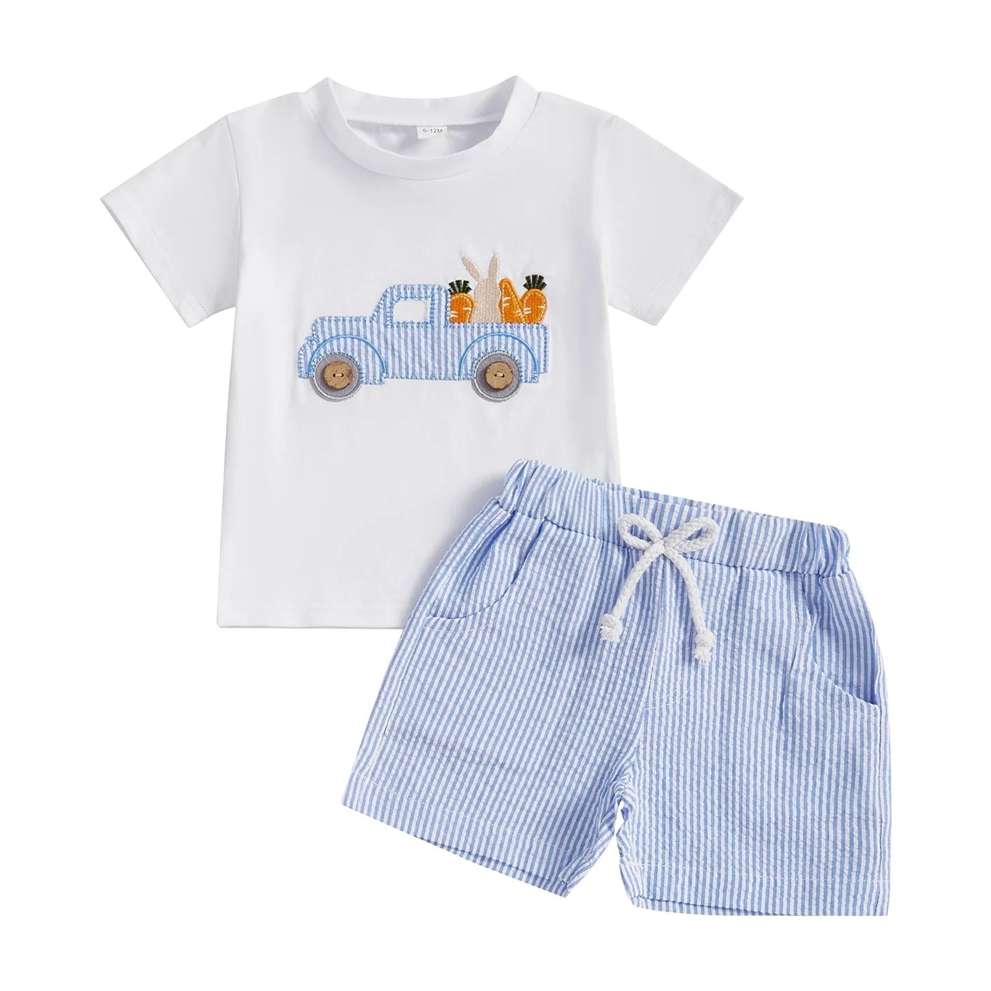 4th Of July Baby Boy Outfit - Patriotic Short Sleeve T-Shirt & Star Stripe Shorts Set For Infant Toddler