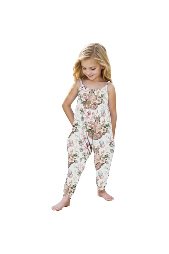 Easter Toddler Kids Printing Jumpsuit Playsuit Strap Romper Summer Outfits Clothes for Boys Girls
