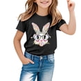 thumbnail image 1 of Easter Tops for Girls Casual Comfortable White Rabbit Print Easter Story Tshirt 2026 Happy Easter Tees Cotton Short Sleeve Tops, 1 of 5