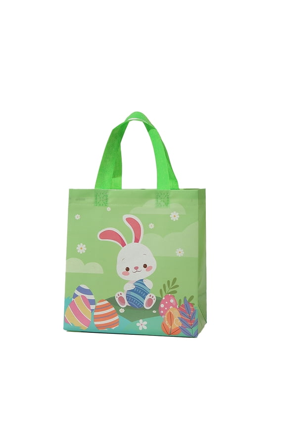 Easter Tote Bags With Handles Bunny Non Woven Bags Reusable Easter Grocery Shopping Bag Kitchen