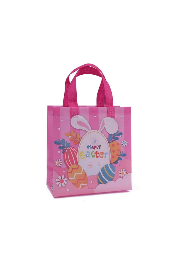 Easter Tote Bags with Handles Bunny Non Woven Bags Reusable Easter Grocery Shopping Bag Kitchen Easter Decor