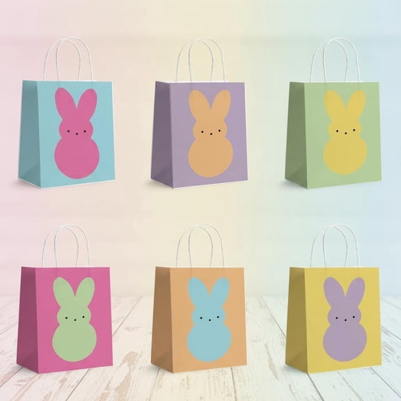 Easter Tote Treat Bags Bulk Bunny Gift Bags with Handles Goodie Paper Bag for Birthday Decorations Spring Party Favor Garden Gatherings Easter Egg Hunt