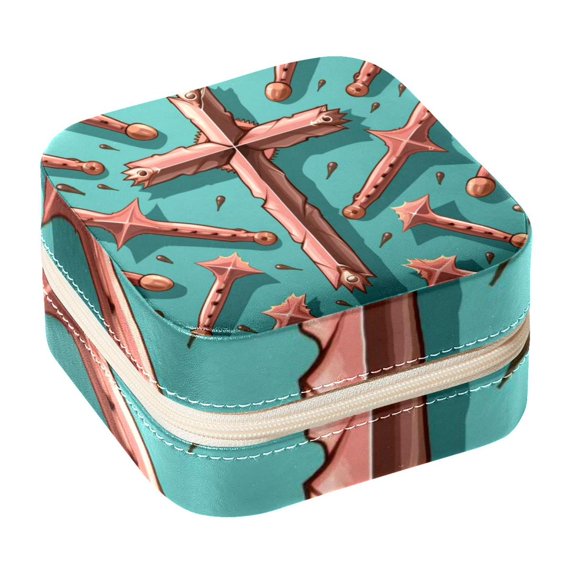 Easter Travel Portable Square Jewelry Box Organizer for Rings, Earrings, Necklaces, Bracelets, etc. for Girls and Women