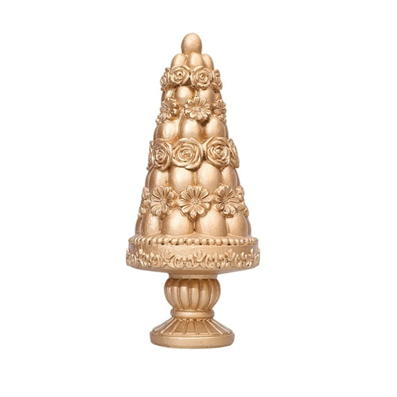 Easter Tree Figurine – Resin Easter Decoration, Handcrafted Table Centerpiece, Easter Egg Ornament, Desktop Statue for Indoor Home, Holiday Decor, Spring Celebration Gift (Gold)