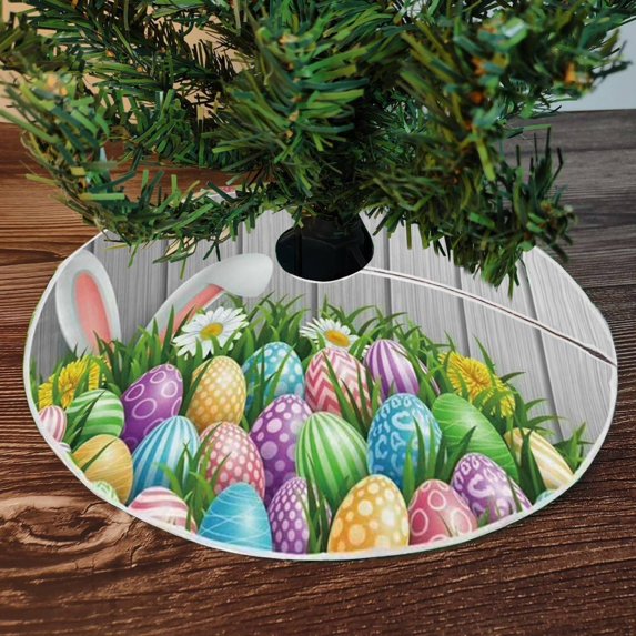 Easter Tree Skirt Spring Easter Egg Bunny Christmas Tree Tree Skirt Easter Family Home Party Easter Party Tree Skirt 122cm Easter Decorations for Home Home Decor