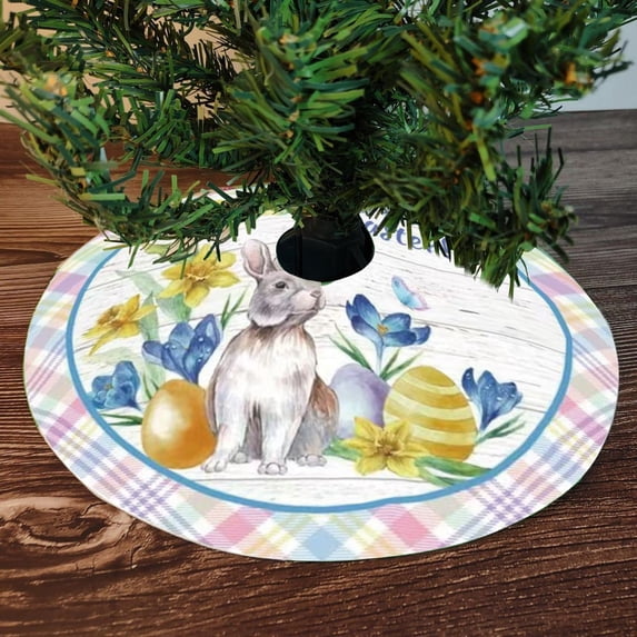Easter Tree Skirt Spring Easter Egg Bunny Christmas Tree Tree Skirt Easter Family Home Party Easter Party Tree Skirt 122cm Easter Decorations for Home Home Decor
