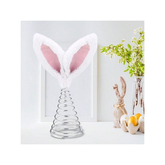 Easter Tree Topper With Bunny Ears Cute Plush Rabbit Ears Treetop Decoration Holi
