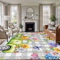 thumbnail image 1 of Easter Truck Area Rugs 5'x8', Small Throw Rugs for Classroom Bedroom, Spring Floral Eggs Butterflies Leaves Gray Plaid Indoor Outdoor Rug Non-Slip Low Pile Carpet Runner Reversible Floor Mats, 1 of 8