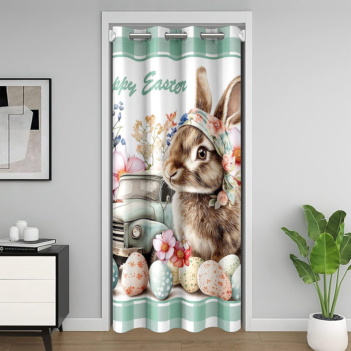 Door Frame Rabbits Easter Truck Door Curtain 1 Panel,60