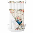 thumbnail image 1 of Easter Truck No Hooks Shower Curtain with Snap-in Liner Watercolor Spring Pink Yellow Blue Floral Leaf Linen Texture Shower Curtains for Bathroom, Waterproof, Easy Install, Washable 36"x72", 1 of 9