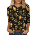 thumbnail image 1 of Easter Tshirts for Women 3/4 Sleeve Loose Fit Tops Round Neck Cute Tunic Colorful Eggs Graphic Tees Casual Summer Basic Tops, 1 of 6