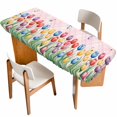 thumbnail image 1 of Easter Tulip Table Cloths for 8 Foot Rectangle Tables, Colorful Flower Spring Butterfly Plant Pink Patio Waterproof Elastic Fitted Tablecloths, Washable Rectangular Table Cover for Camping, 1 of 8