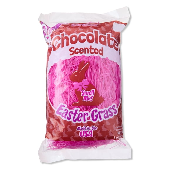 Easter Unlimited Chocolate Scented Plastic Easter Grass, Pink, 3 oz.