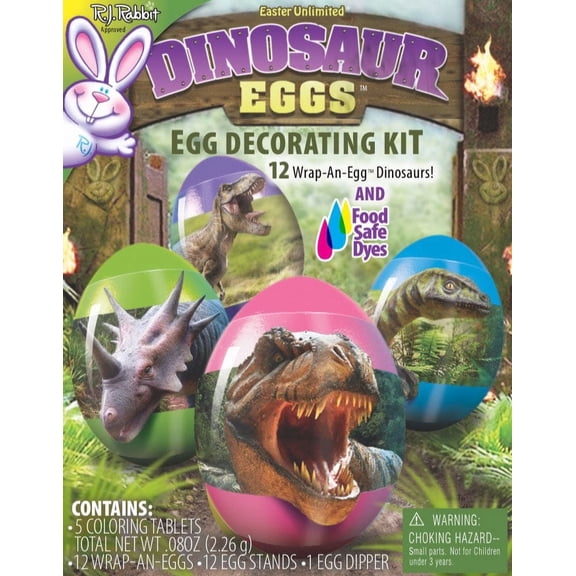 Easter Unlimited Jurassic Dinosaur Egg Wraps 30pc Egg Decorating Kit
