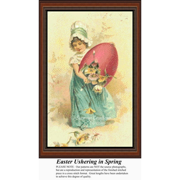 Easter Ushering in Spring, Vintage Counted Cross Stitch Pattern, Spring Counted Cross Stitch Pattern (Pattern Only, You Provide the Floss and Fabric)