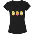 thumbnail image 1 of Easter V neck Shirt for Women - S M L XL 2XL - Colorful Eggs Kids Easter V-neck Graphic Tee, 1 of 2