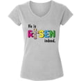 thumbnail image 1 of Easter V neck Shirt for Women - S M L XL 2XL - He Is Risen Indeed V-neck Graphic Tee, 1 of 2