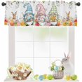 thumbnail image 1 of Easter Valance for Windows Gnomes Bunny Curtains Valances Eucalyptus Leaves Floral Rod Pocket Valance Window Treatments Spring Egg Holiday Short Curtains for Kitchen Living Room Bedroom Bathroom 54x18, 1 of 6
