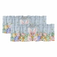 thumbnail image 1 of Easter Valances for Windows, Decorative Rod Pocket Window Valance Curtains, Spring Eggs Rabbit Ear Flowers Wooden Grain Short Curtain Drapes for Kitchen/Bathroom/Living Room, 2 Panels, 42" W x 12" L, 1 of 8