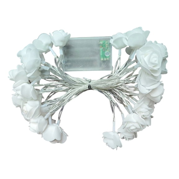 Easter & Valentine's White Rose Decorative String Lights, 118" LED Flower Garland Ambient Light for Festive Home Decor